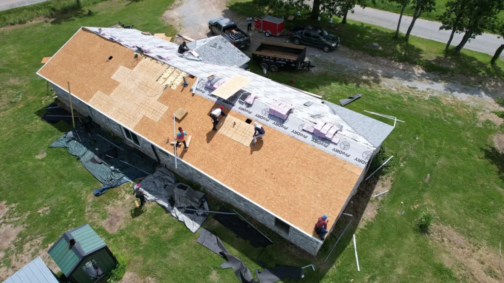 re-decking residential roof.